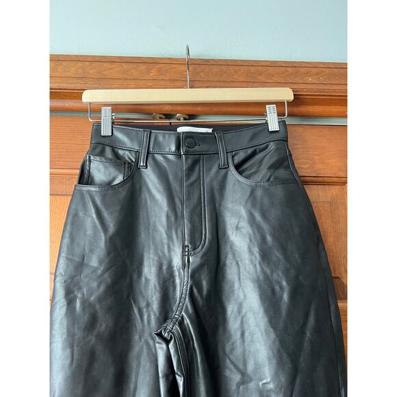 Abercrombie & Fitch Women's Curve Love Vegan Leather 90' Straight Pant SZ 26/2S - Picture 4 of 13